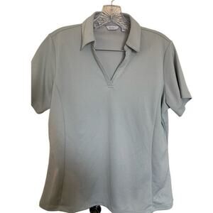 Lady Hagen light gray v neck polo top size large